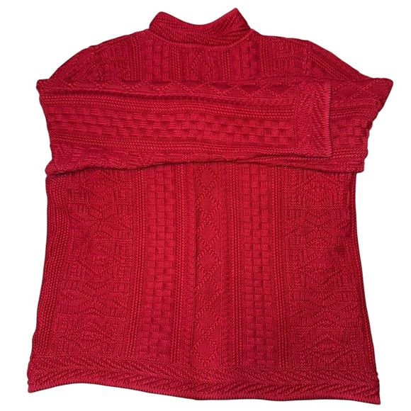 L.L. Bean Women’s Red Cable Knit Button Cardigan Sweater Size Medium - Picture 3 of 6